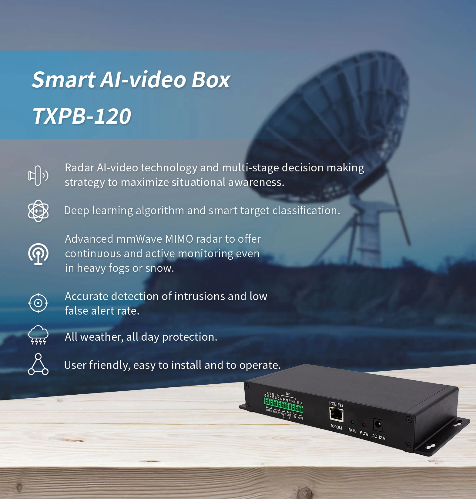 Smart AI-video Box TXPB-120 - Perimeter Security - 1