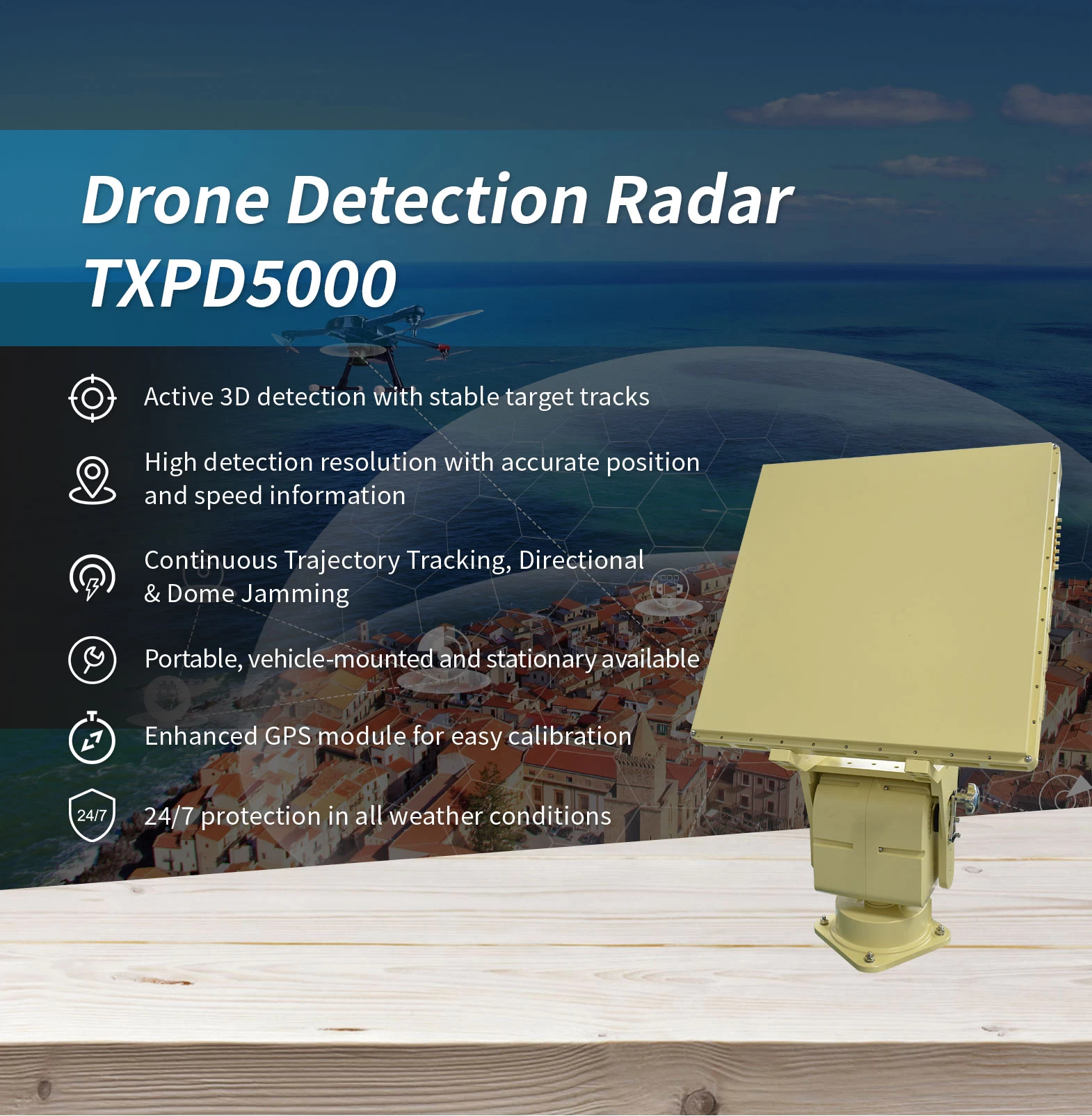 Drone Detection Radar TXPD5000 - Drone Defense - 1