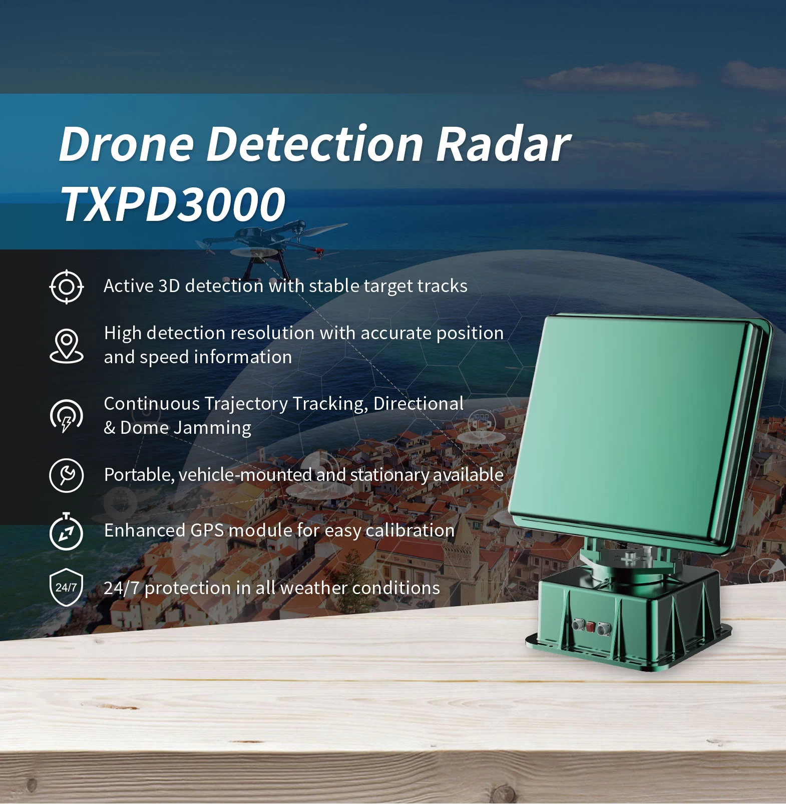 Drone Detection Radar TXPD3000 - Drone Defense - 1